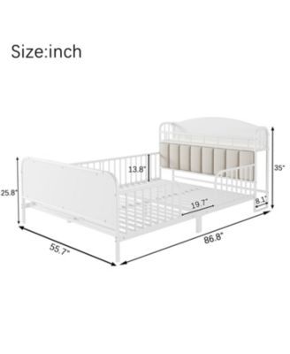 Full Size Metal Platform Bed with Storage Headboard