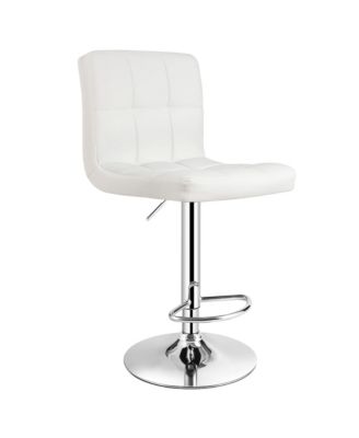 Adjustable Armless Bar Stool Full Back Swivel Kitchen Counter Bar Chair PU Leather