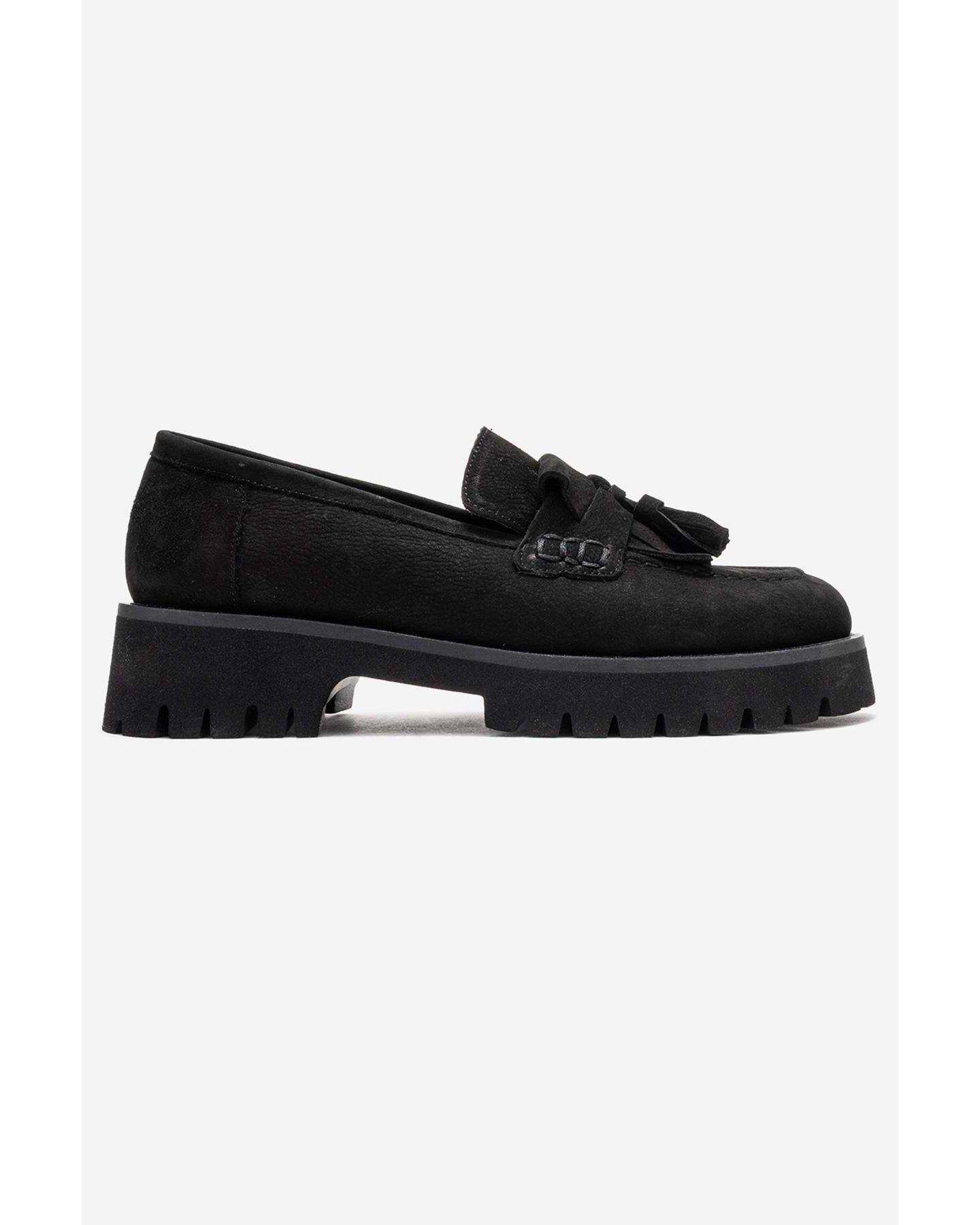 Женские туфли Forever & Always Shoes Poen Leather Tassel Loafer, цвет: Чёрный замшевый кожаный — фото 3