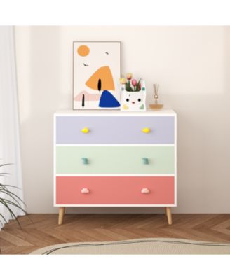 Kids 3 Drawer Dresser, Nightstand - Colorful
