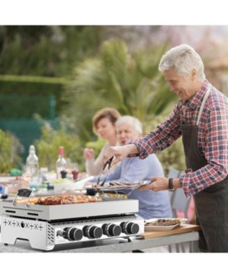 Portable Propane Griddle, 32,000BTU Tabletop Portable Propane Gas Grill with 4 Burners, Stainless Steel Flat Top Grill, Outdoor Cooking