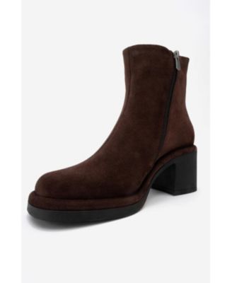 Forever & Always Women's Shoes Junae Leather Block Heel Boot (Women)