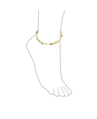 Colorful Alternating Jewel Tone Crystal Love Infinity Anklet Bracelet Gold Plated 10 Inch