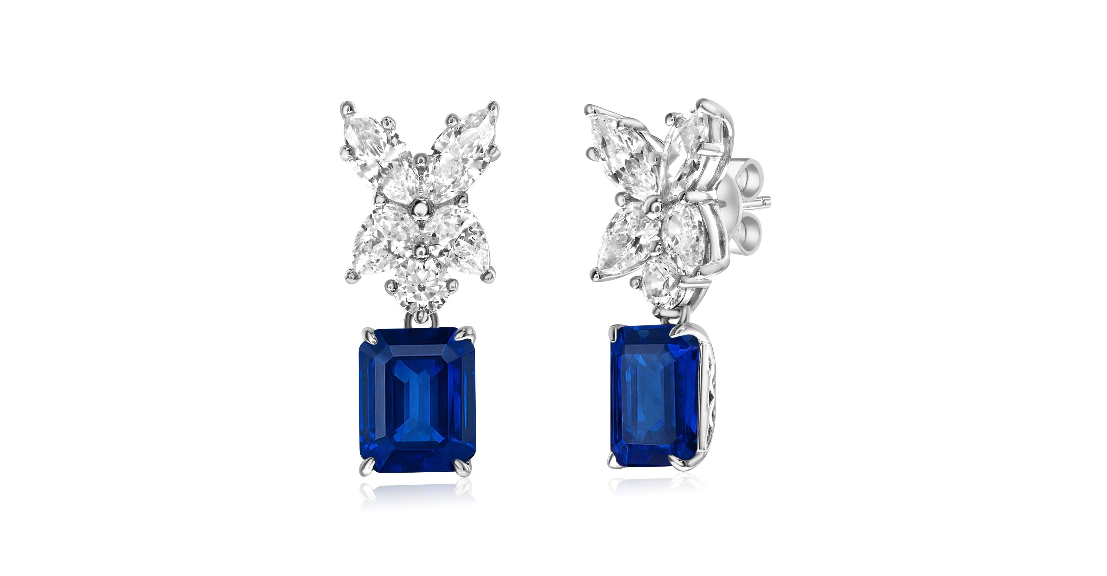 Suzy Levian Gala Collection Sterling Silver Firework Large Cubic Zirconia Cluster Drop Dangle Earrings