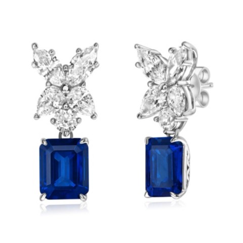 Украшения Suzy Levian New York Suzy Levian Gala Collection Sterling Silver Firework Large Cubic Zirconia Cluster Drop Dangle Earrings