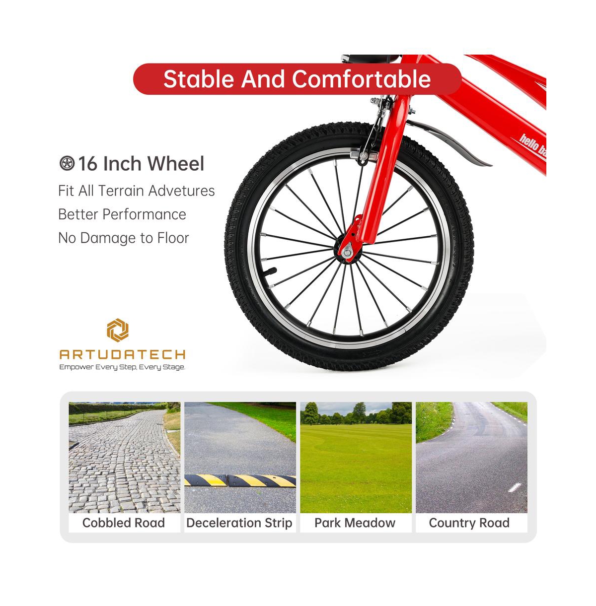 Artudatech 16-Inch Lightweight Kids Bike with Magnesium Alloy Frame, Training Wheels & Dual Brakes