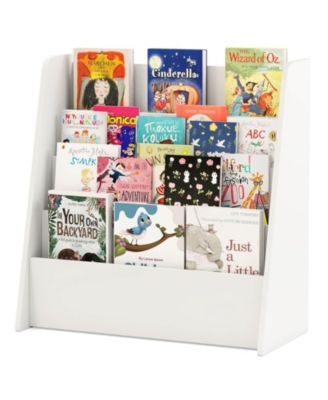 4-tier Kids Wooden Bookshelf Toddlers Book Rack with Deep Shelves