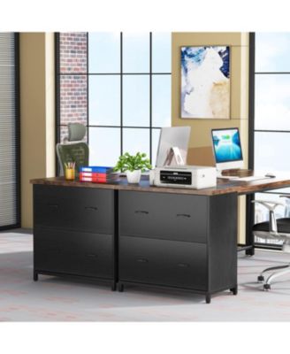 2-Drawer File Cabinet, Letter Size (Black and Brown)