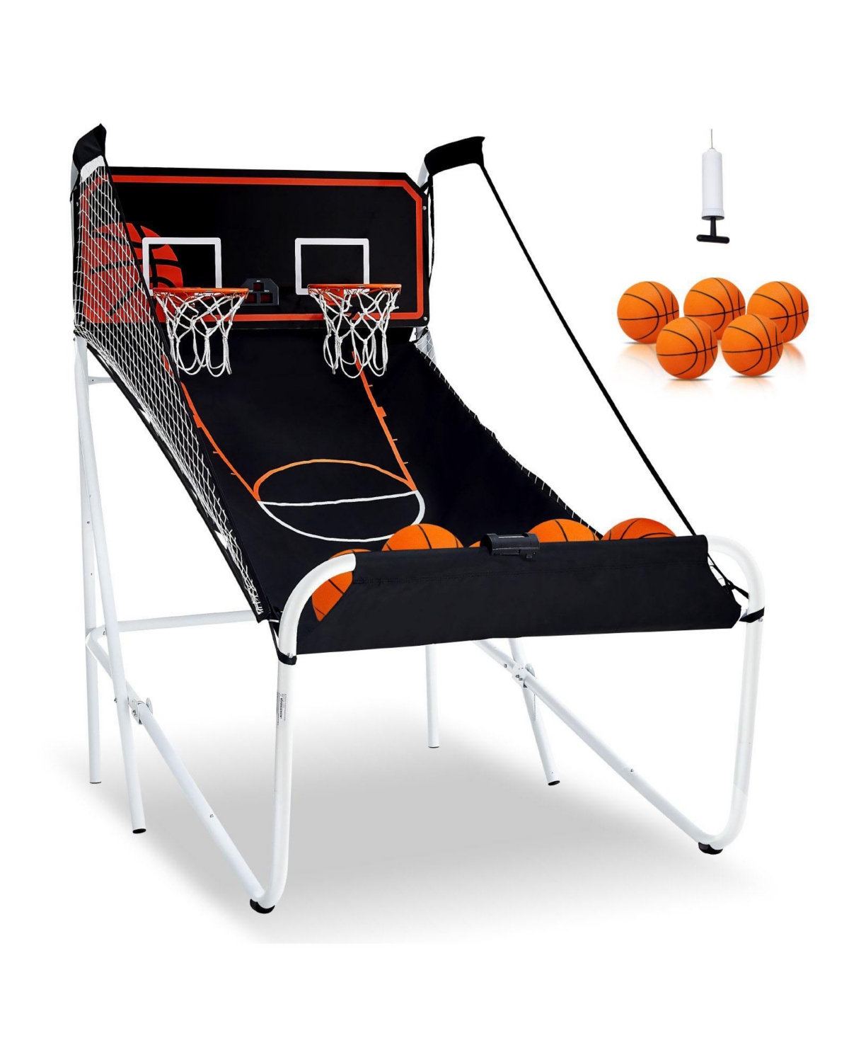 Sugift Foldable Basketball Arcade Game 2-Player Indoor Dual Shot with Scoreboard 5 Balls