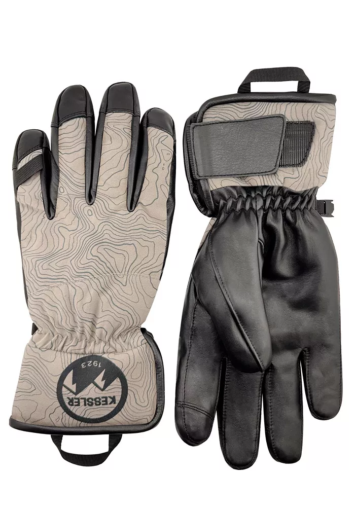 Men's Waterproof Ergo Grip Leather Palm Snow Gloves "ASPEN