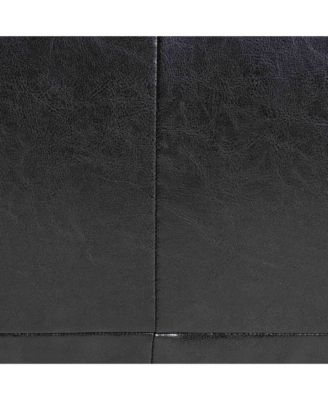 Dark Brown Full Leather Storage Bench Ottoman With Dimples