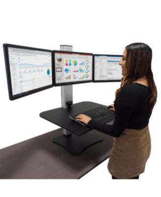 High Rise Electric Triple Monitor Sit Stand Desk Converter