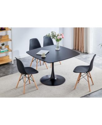  42.1" Mid-Century Dining Table Round Top, Seats 4-6