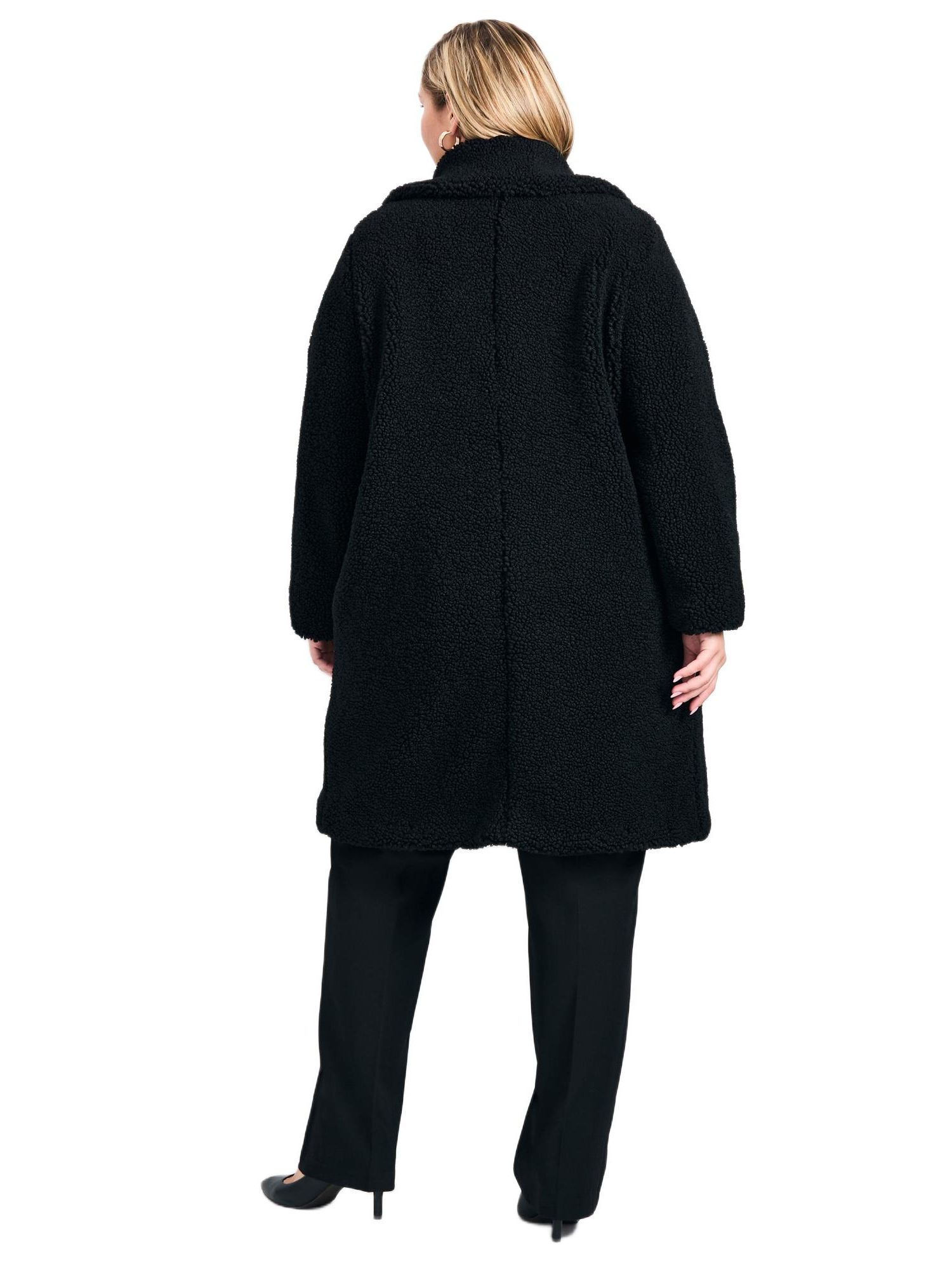 Women's Plus Size Teddy Longline Coat