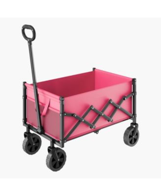 120L Pink & Black Folding Wagon with All-Terrain Wheels & Adjustable Handle