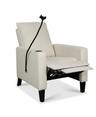 Modern Cozy Fabric Armchair with Adjustable Backrest and Storage