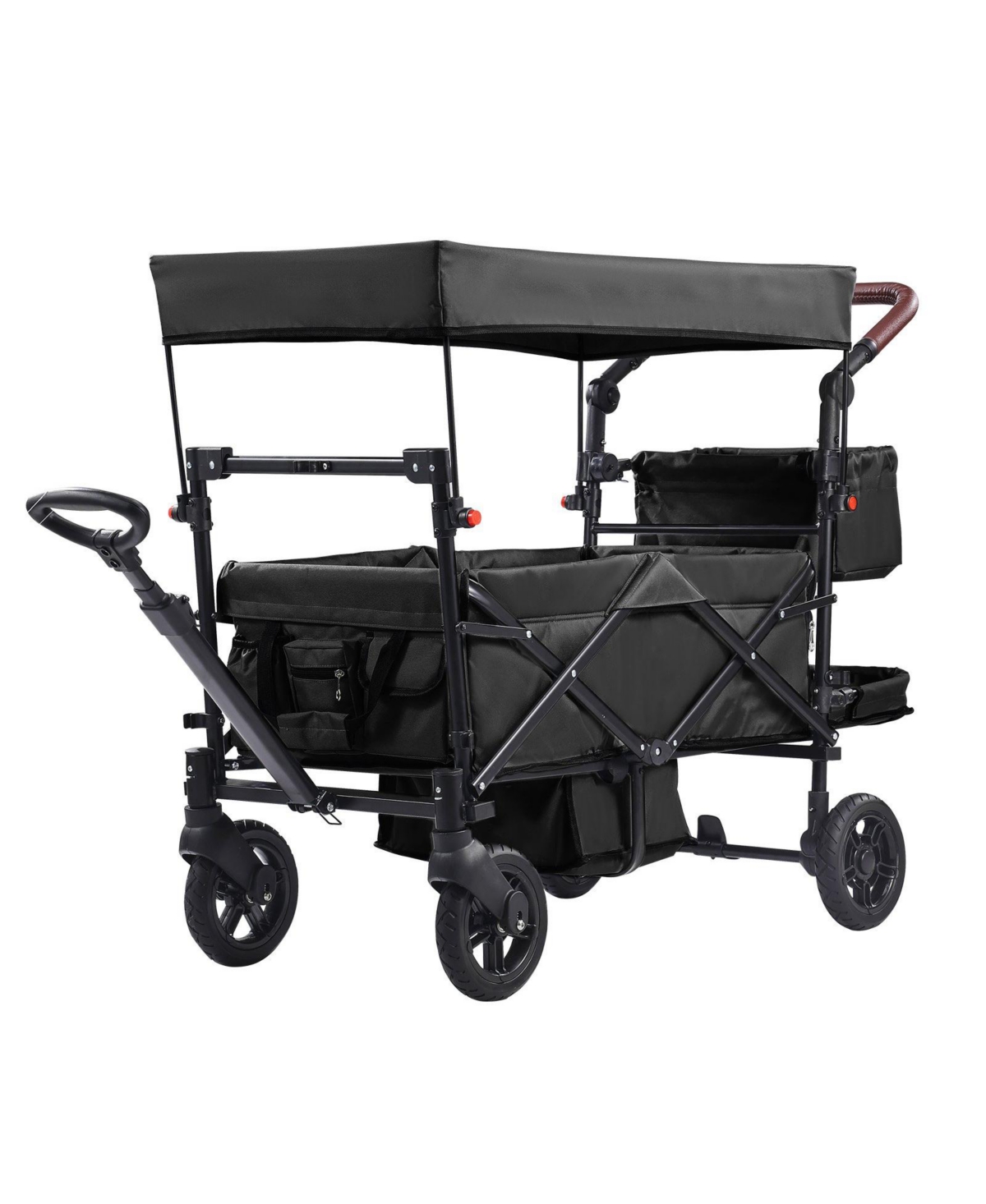 Sugfit Wagon Stroller for 2 Kids Folding Push-Pull Stroller with Canopy