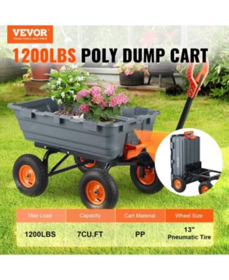 Large Capacity Dump Cart with 1200 lbs Rating & 13-inch Wheels
