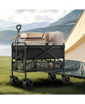 400L Double Decker Collapsible Wagon with Extended Handle & 450 lb Weight Capacity