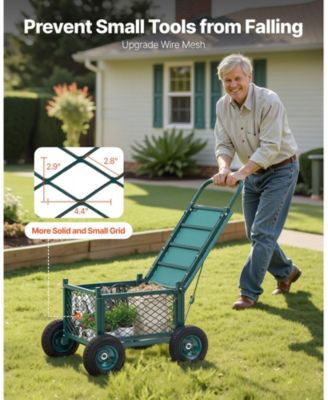 SUGFIT Heavy-Duty Metal Rolling Garden Cart with 400 lb Capacity & Large Wheels