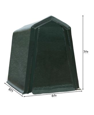 Outdoor Carport Shed with Sidewalls and Waterproof Ripstop Cover-6 x 8 ft