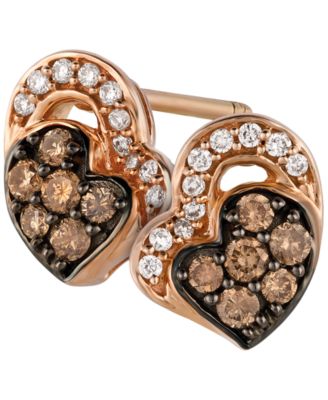 Chocolate Diamond (0.18 ct. t.w.) & Vanilla Diamond (0.07 ct. t.w.) Earrings in 14k Strawberry Gold
