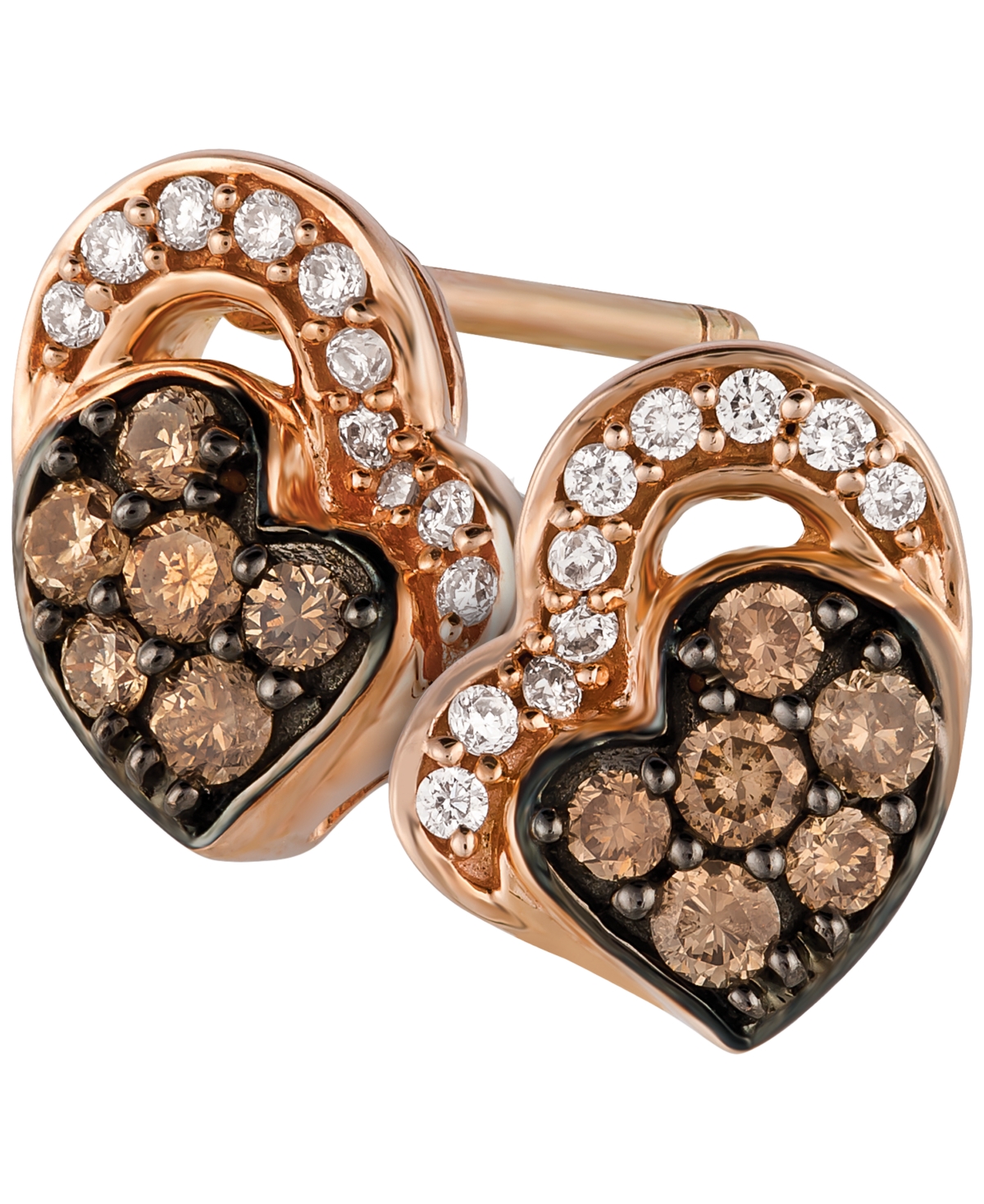 Le Vian Chocolate Diamond (0.18 ct. t.w.) & Vanilla Diamond (0.07 ct. t.w.) Earrings in 14k Strawberry Gold