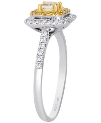 Fancy Light Yellow Diamond (0.45 ct. t.w.) & Vanilla Diamond (0.23 ct. t.w.) Ring in 14k Two-Tone Gold