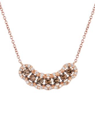 Chocolate Diamond (0.60 ct. t.w.) & Nude Diamond (0.19 ct. t.w.) Adjustable Necklace in 14k Strawberry Gold