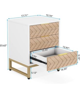3 Drawers Nightstand, with Metal Legs for Bedroom