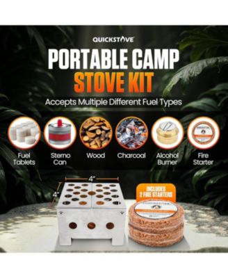 Portable Stove with 2 Fire Starters, Lightweight Stainless Steel Wood Burning Stove