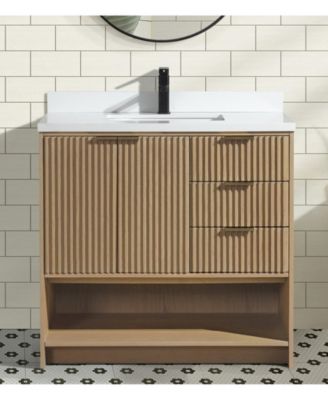 36" Oak Finish Freestanding Vanity