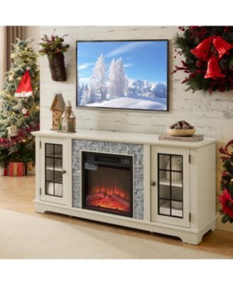 2-Door Storage cabinet with Electric Fireplace Console Cabinet