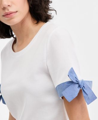 Jeans Women's Cotton Tie-Cuff Top