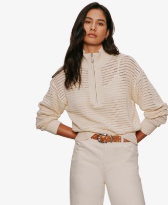 Women's Open Knit Quarter-Zip Sweater