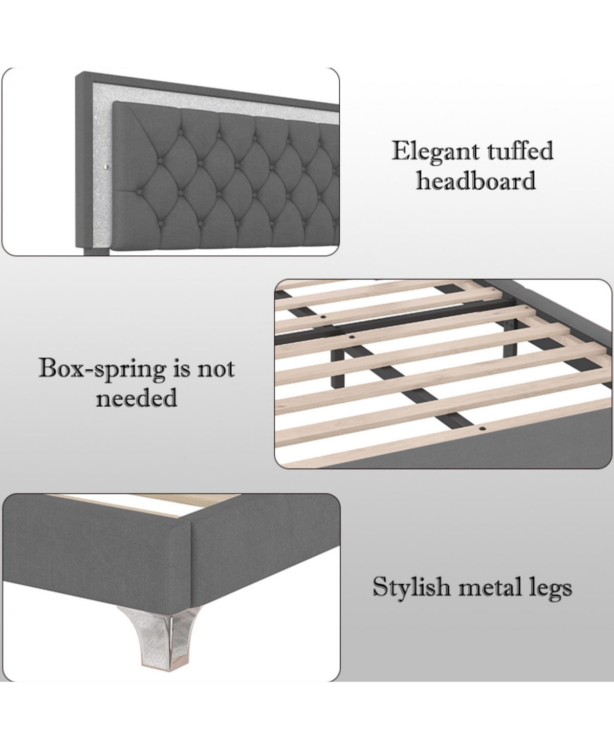 Lovmor Queen Size Upholstered Bed Frame with Led Lights Modern Velvet Platform Bed with Tufted Headboard