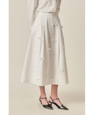 Women's Bow Detailed Poplin midi skirt