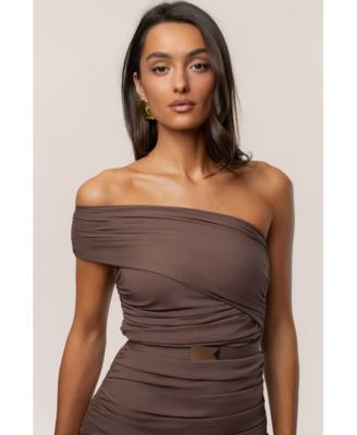 Women's Opulent Ruched Midi Dress