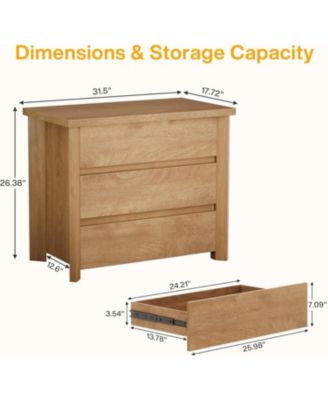 Nightstand with 3 Drawers, Easy Assembly