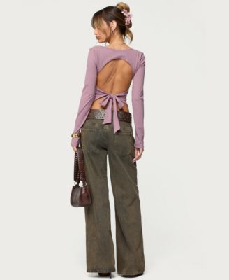 Womens Polly Lacey Tie Back Top