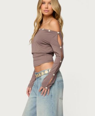 Women's Ronee Off Shoulder Button Cutout Top