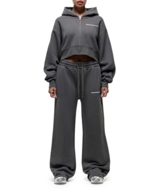 Women's Vintage Grey Crop Zip Hoodie