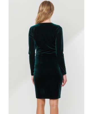 Maternity Velvet Long Sleeve Square Neck Mini Dress