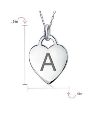 Tiny Minimalist Heart Shape A-Z Initial Pendant Necklace Sterling Silver