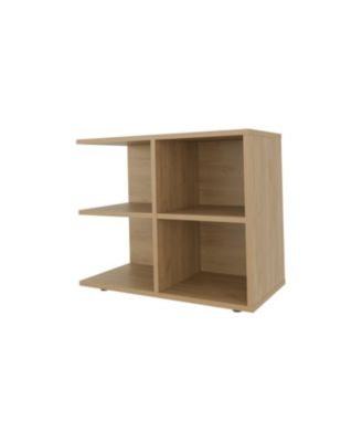 Angus Side Table with Open Storage and 4 Shelves, Natural Oak
