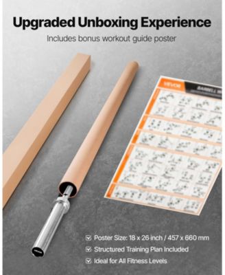 6FT Barbell Bar 2-Inch Olympic Weight Bar Chrome Knurled Grip 500 LB Capacity