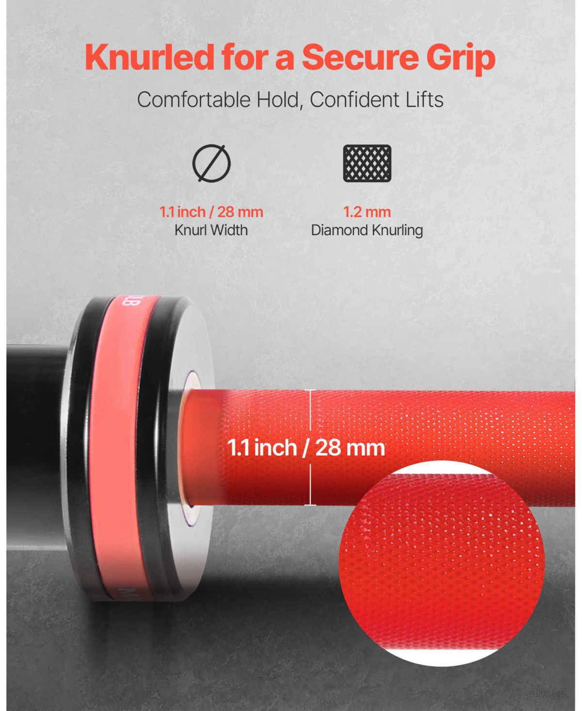 Sugfit 6FT Barbell Bar 2-Inch Olympic Weight Bar Knurled Grip 700 Lb Capacity