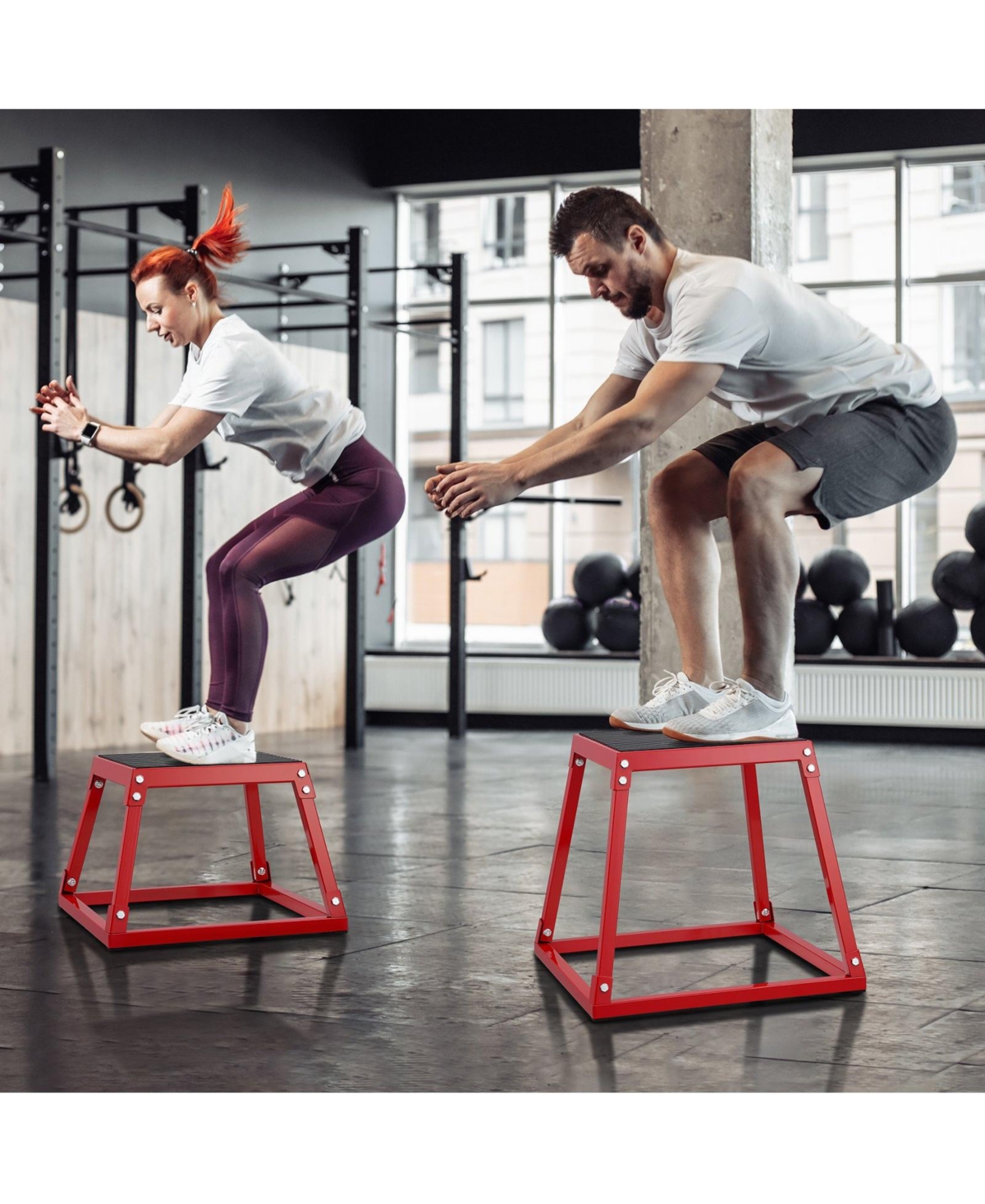 Sugift 12" Steel Plyo Jump Box Agility Training Platform Red