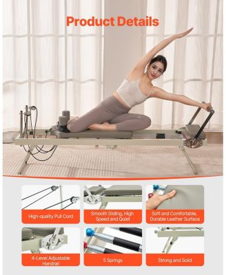 SUGFIT Foldable Pilates Reformer Home Gym Workout Machine with Dual Resistance 400 LB