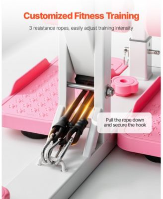 SUGFIT Deep Squat Machine Adjustable Glute Trainer with Resistance Bands Pink White